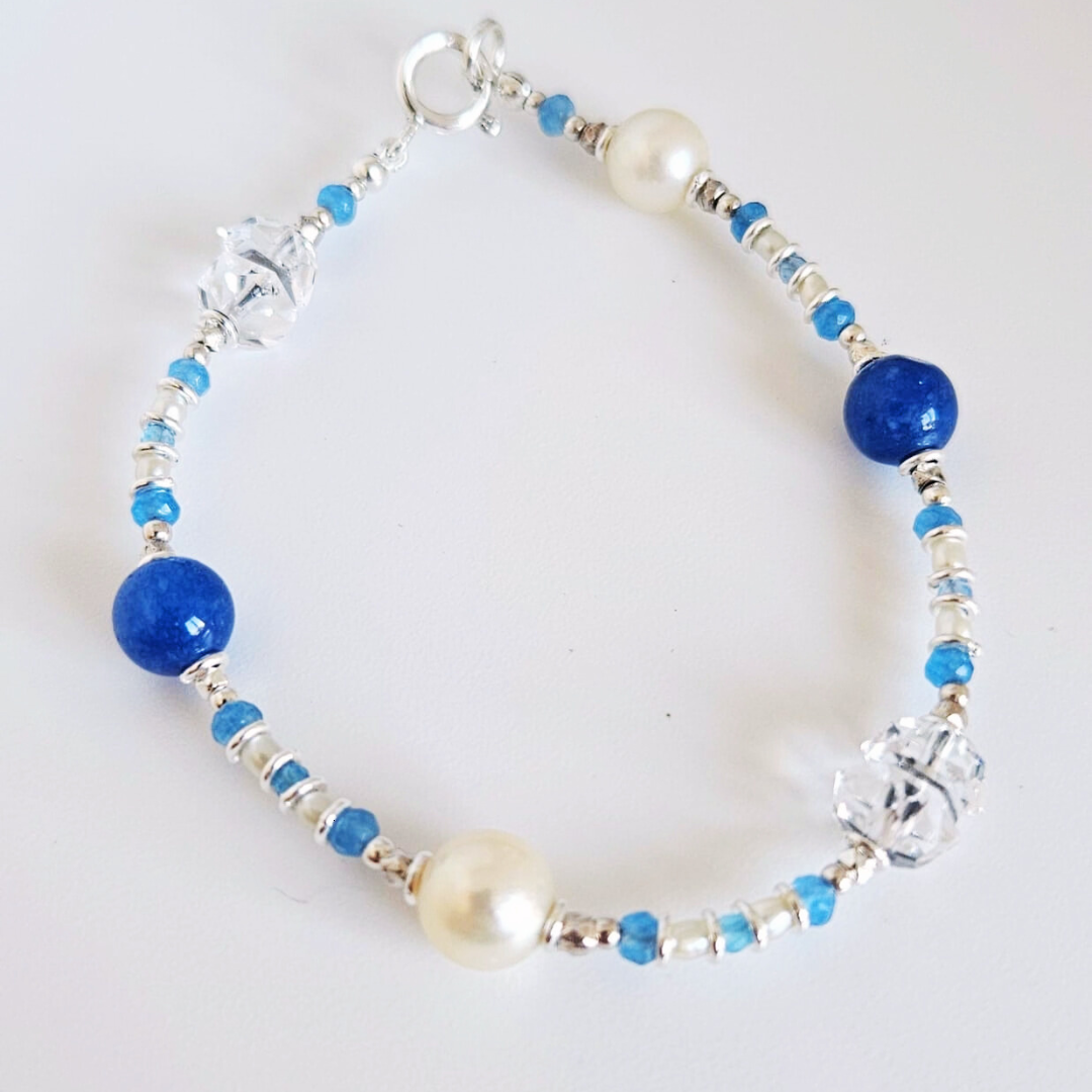 Prism Forge – Coloured Jade, Crystal & Pearl Bracelet